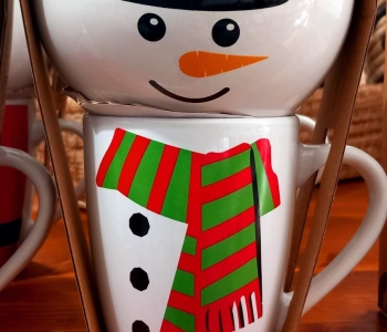 TAZZA PUPAZZO DI NEVE CON CIOTOLA.